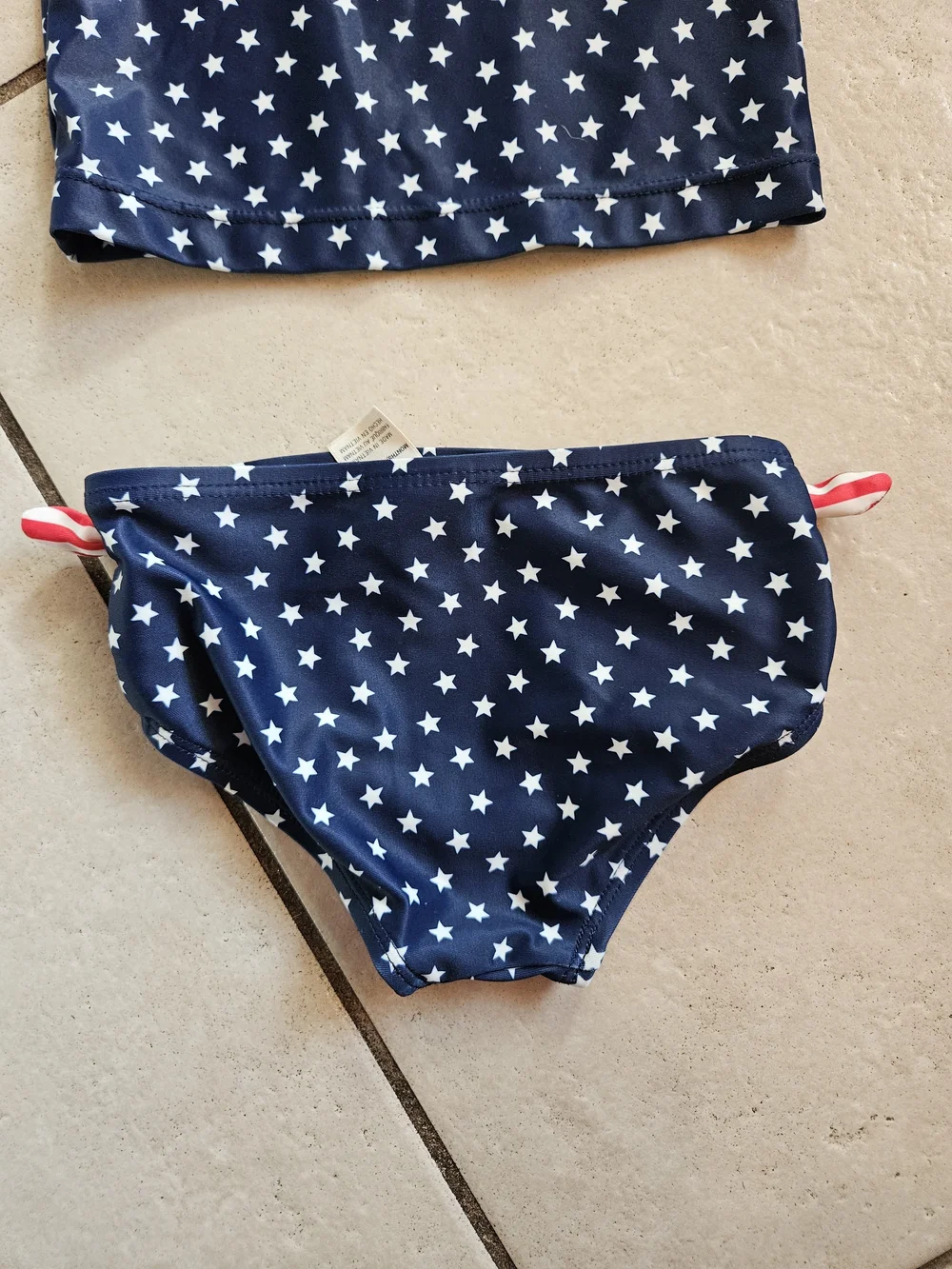 OshKosh B'gosh Navy & White Star Rash Guard Bikini Set with Red Accent Bows